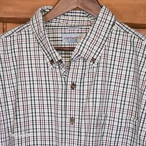Carhartt Mens 2XL Tall Relaxed Fit Short Sleeve Plaid Button Up Shirt